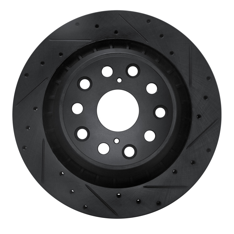 Lexus LS460 Brake Rotor (1) - Right Rear - R1 Concepts - Drilled & Slotted - Black - `07-`17